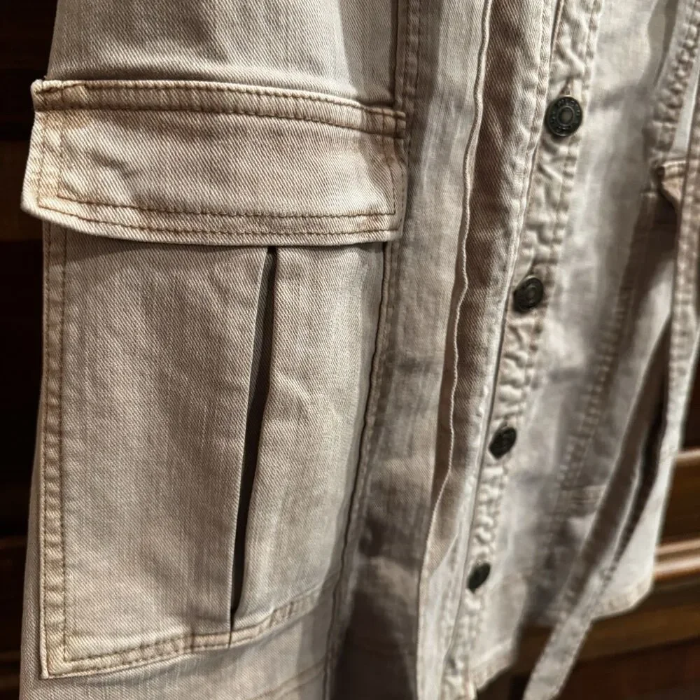 Anthropologie Pilcro Denim Button-Front Mini Dress Neutral Color US Size 6 NWT - Picture 14 of 16